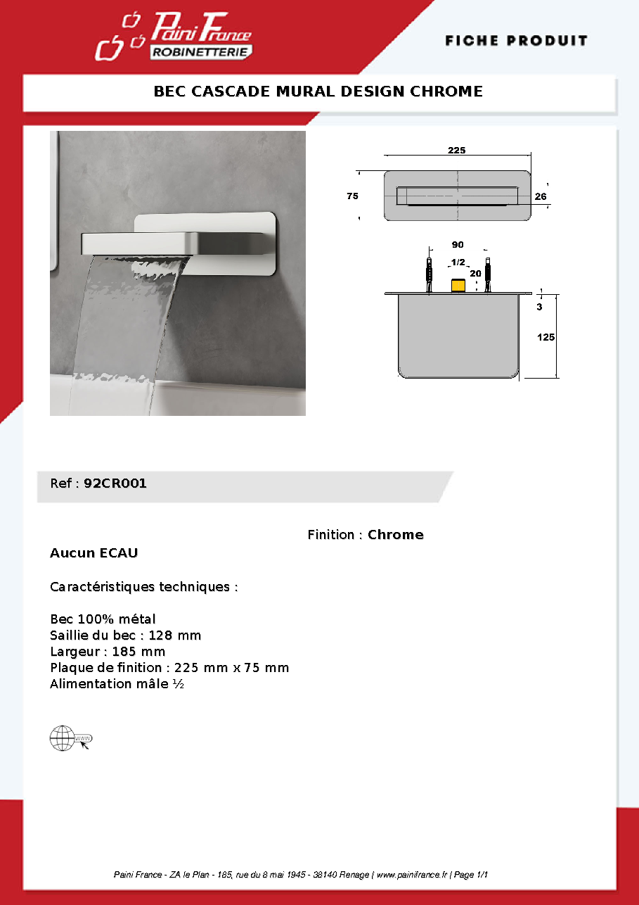 Fiche technique fournisseur