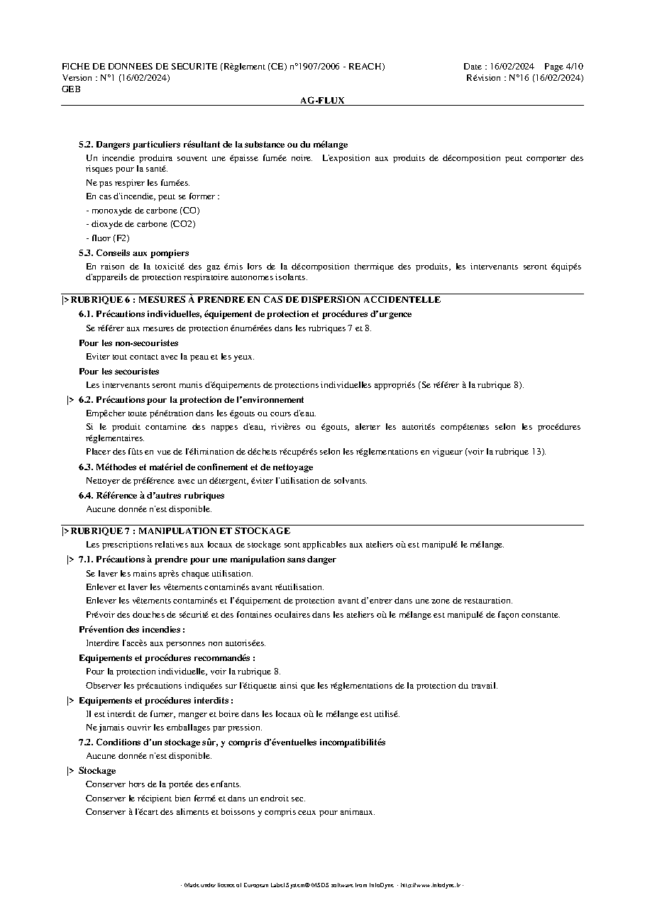 Fiche technique fournisseur