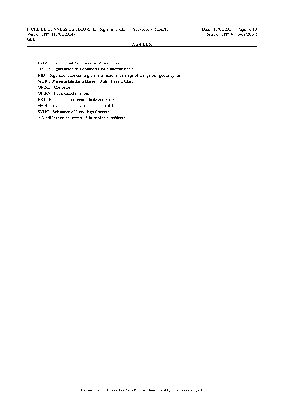Fiche technique fournisseur