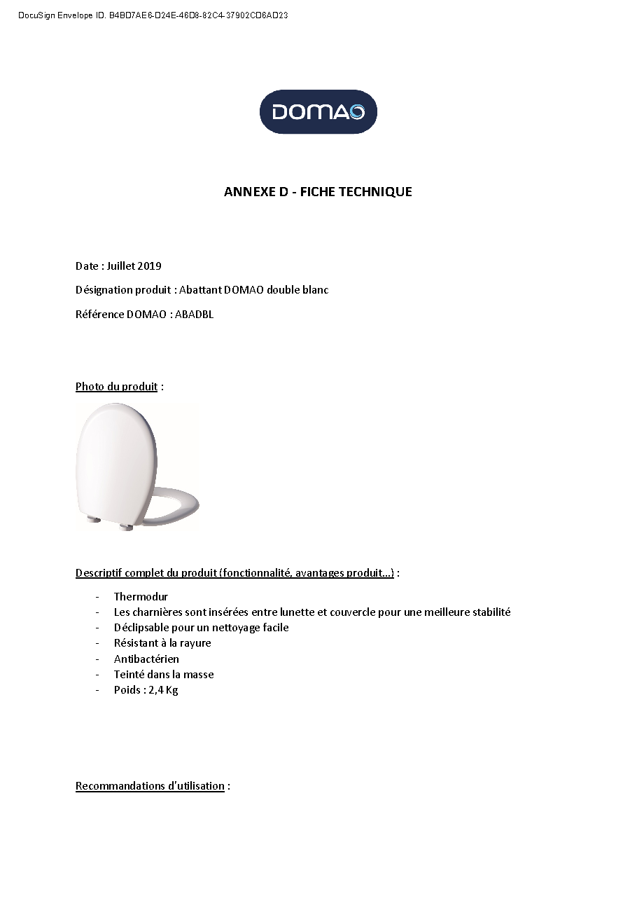 Fiche technique fournisseur