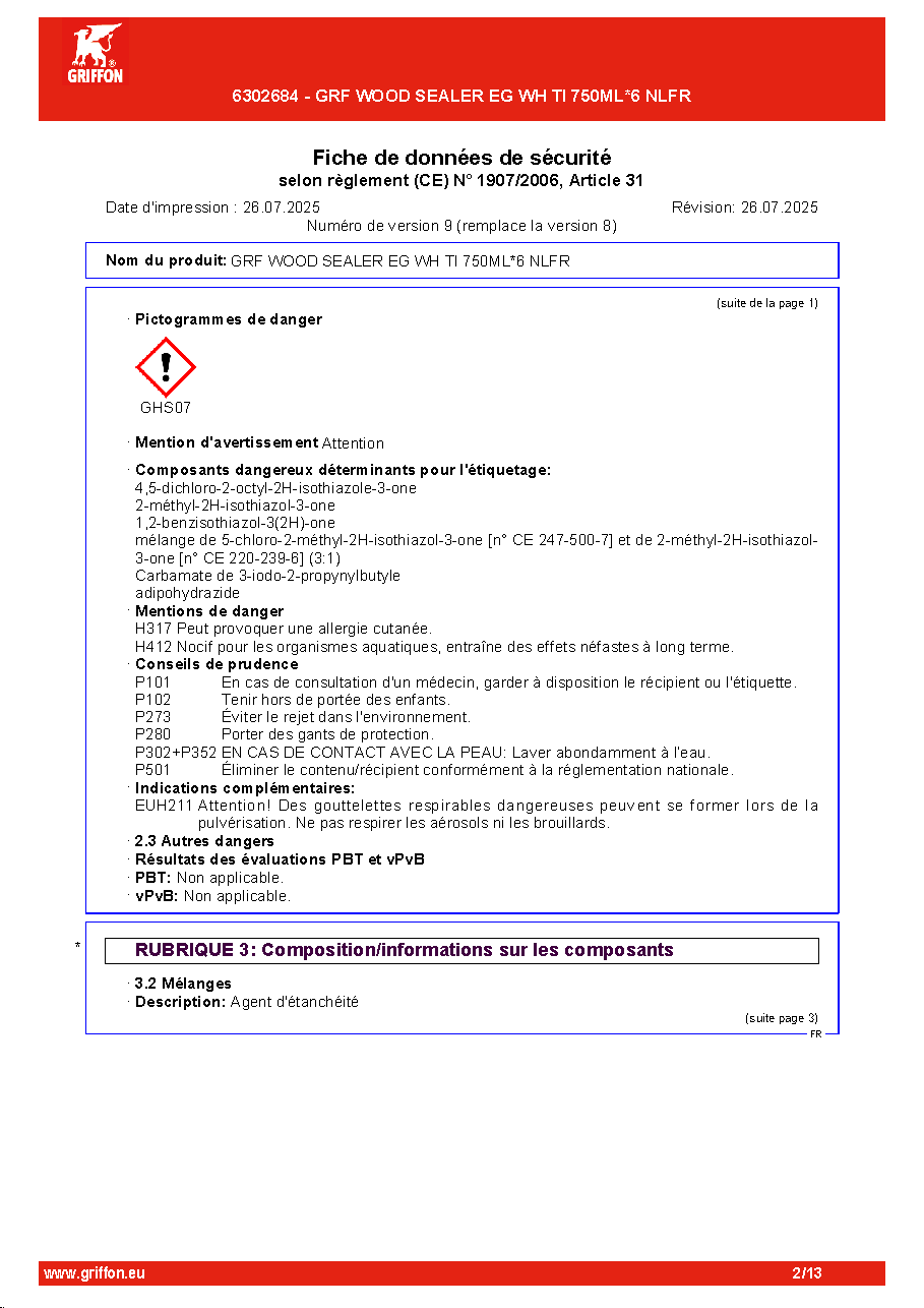 Fiche technique fournisseur