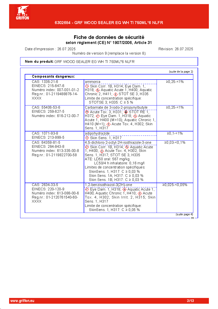 Fiche technique fournisseur