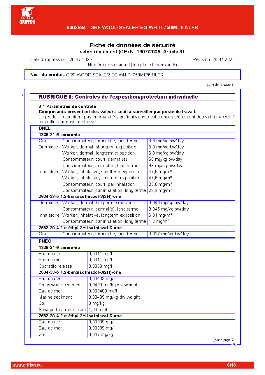 Fiche technique fournisseur