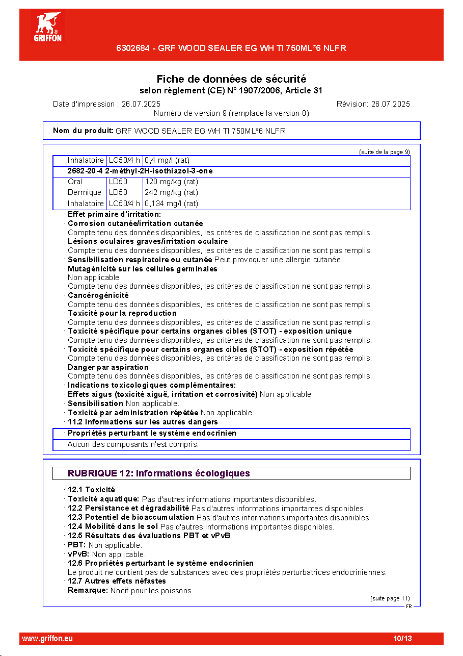 Fiche technique fournisseur
