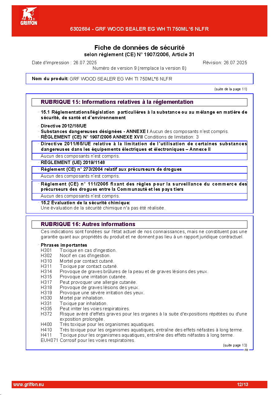 Fiche technique fournisseur