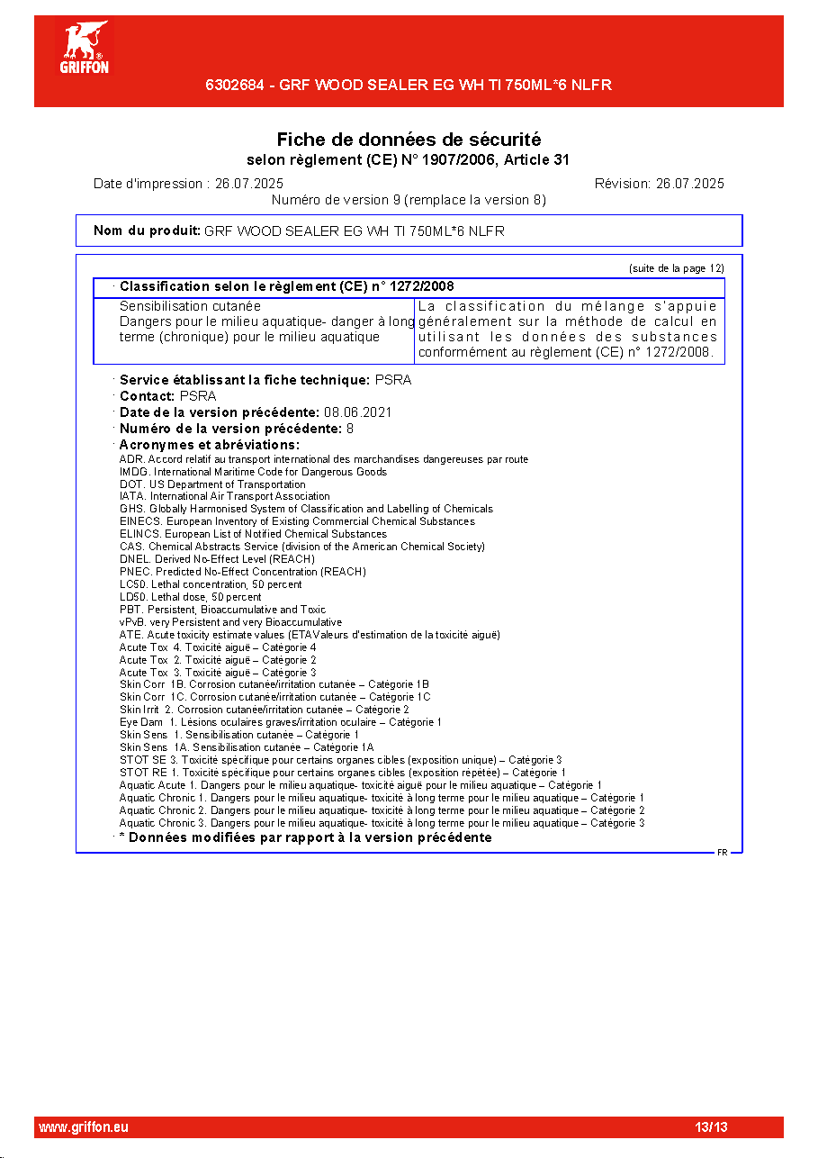 Fiche technique fournisseur
