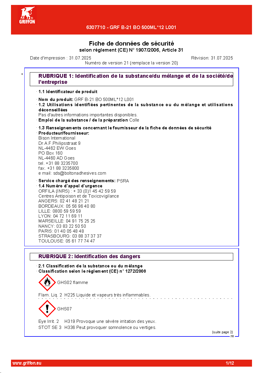 Fiche technique fournisseur