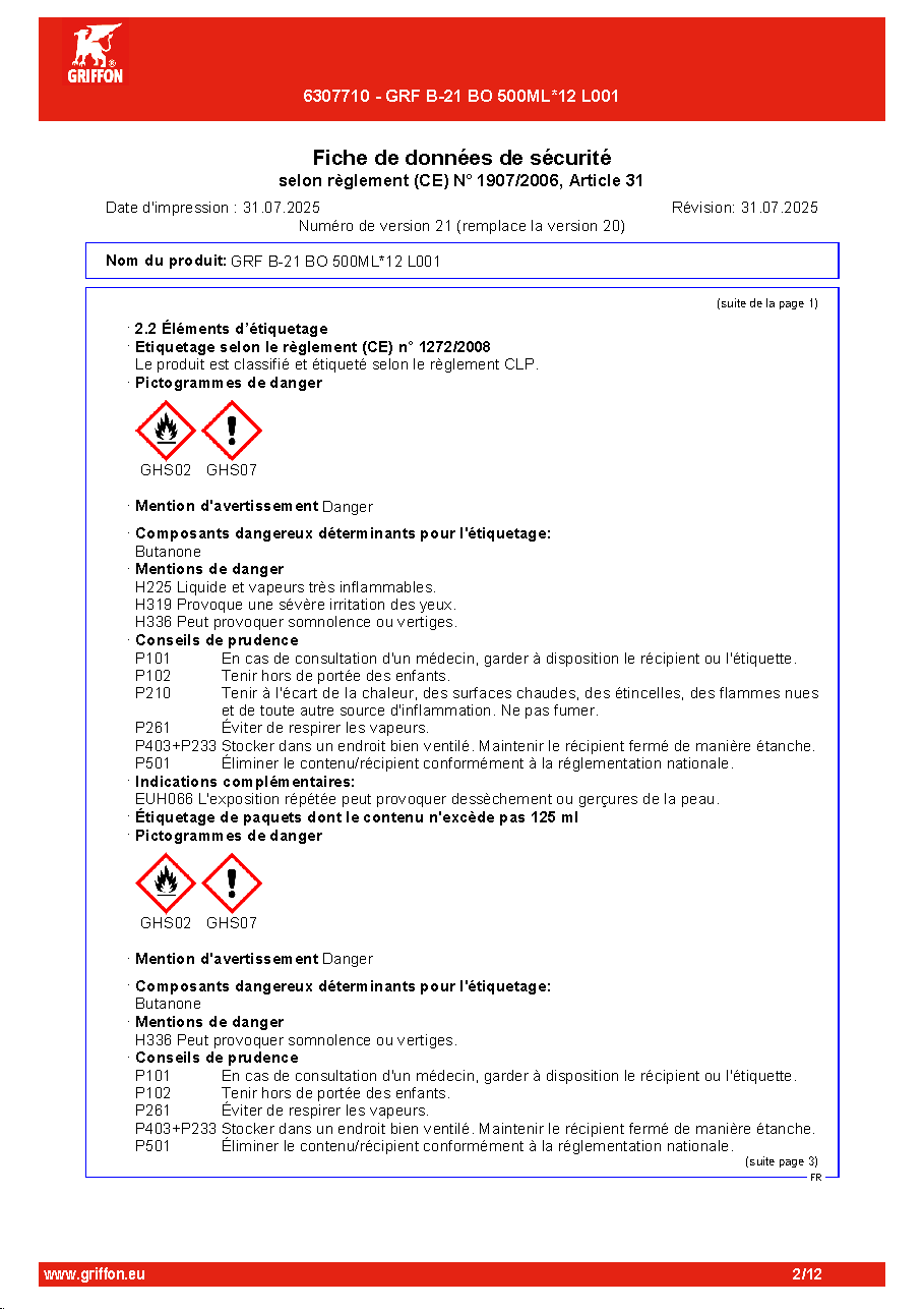 Fiche technique fournisseur