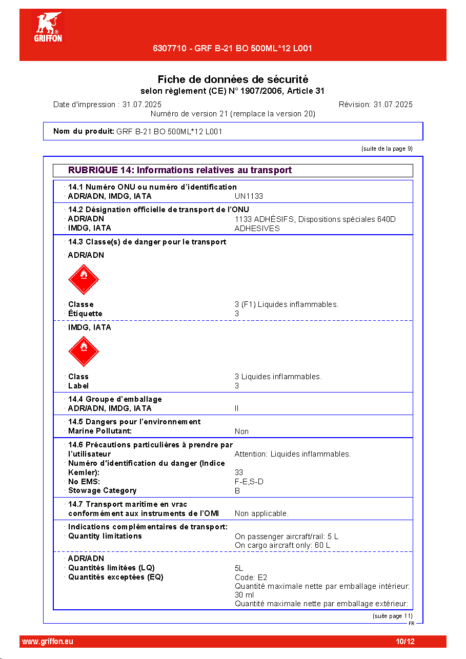 Fiche technique fournisseur