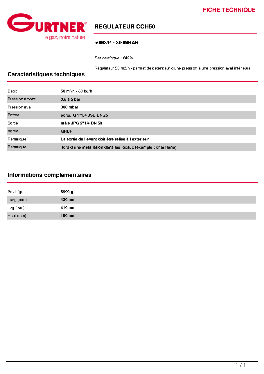 Fiche technique fournisseur