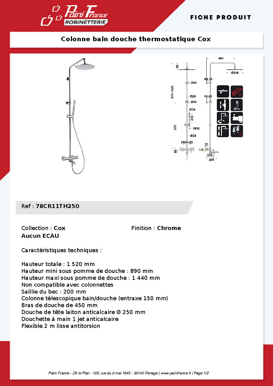 Fiche technique fournisseur