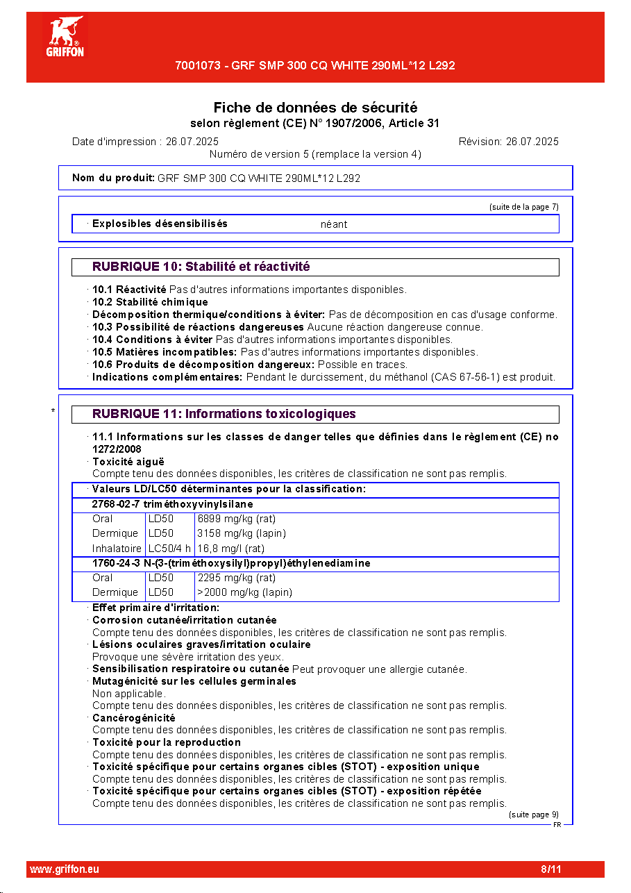 Fiche technique fournisseur
