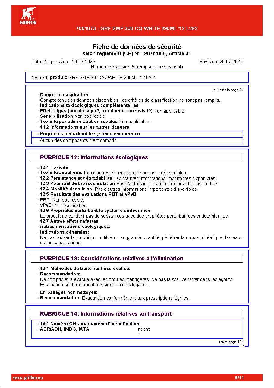 Fiche technique fournisseur