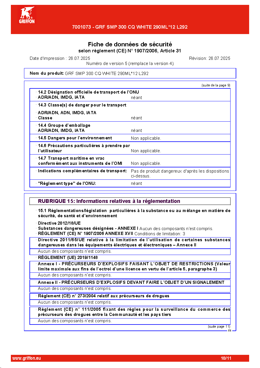 Fiche technique fournisseur