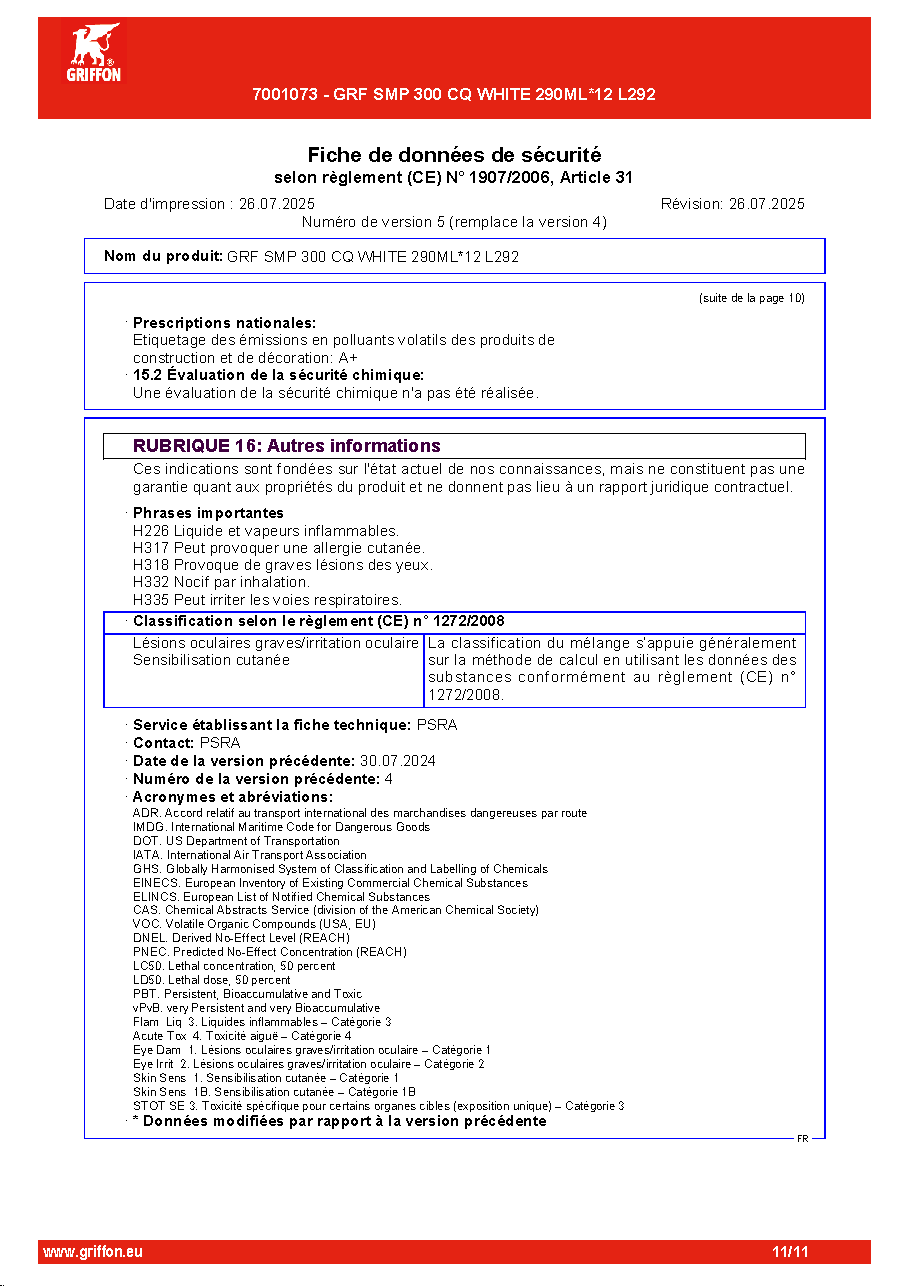 Fiche technique fournisseur