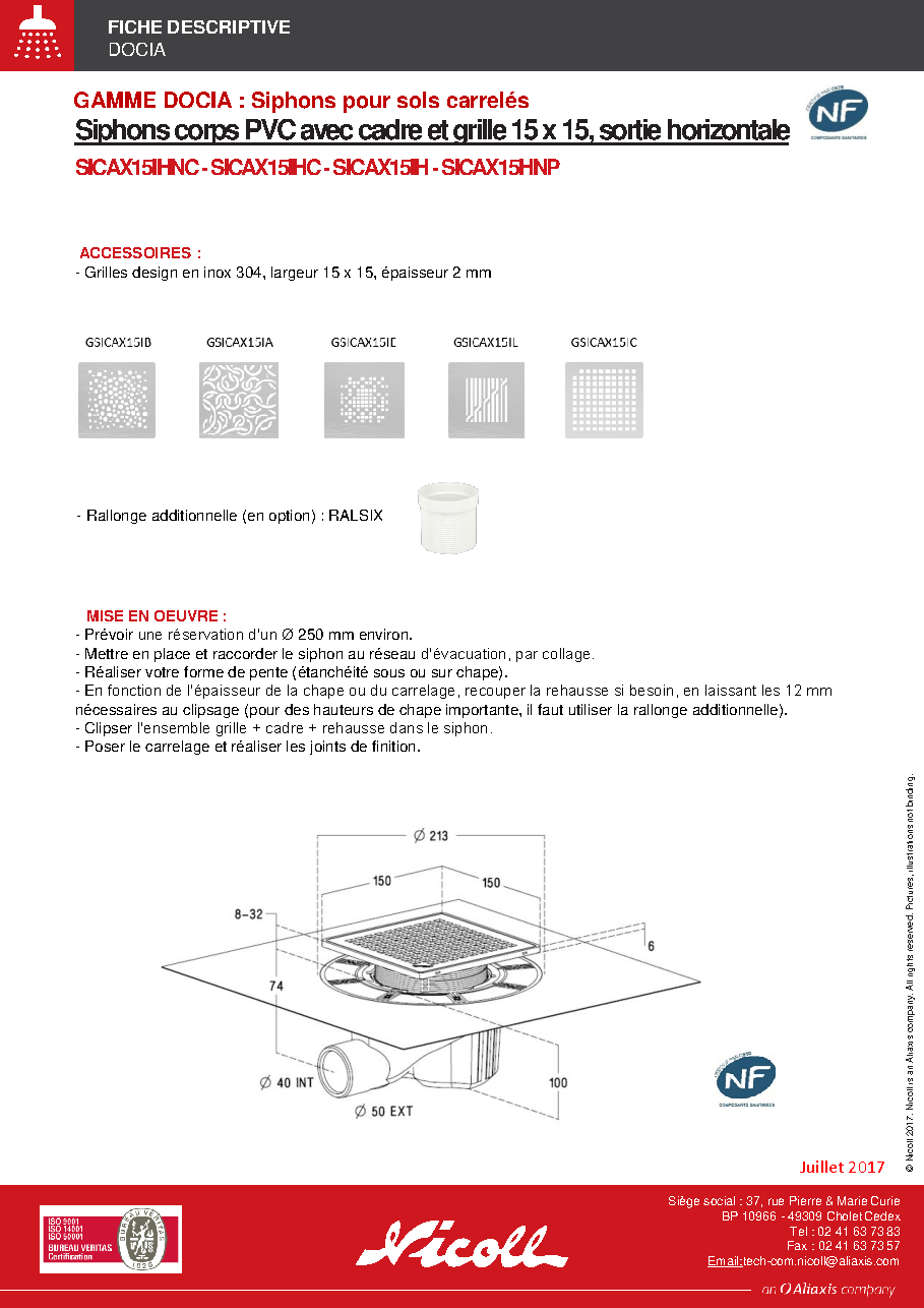 Fiche technique fournisseur