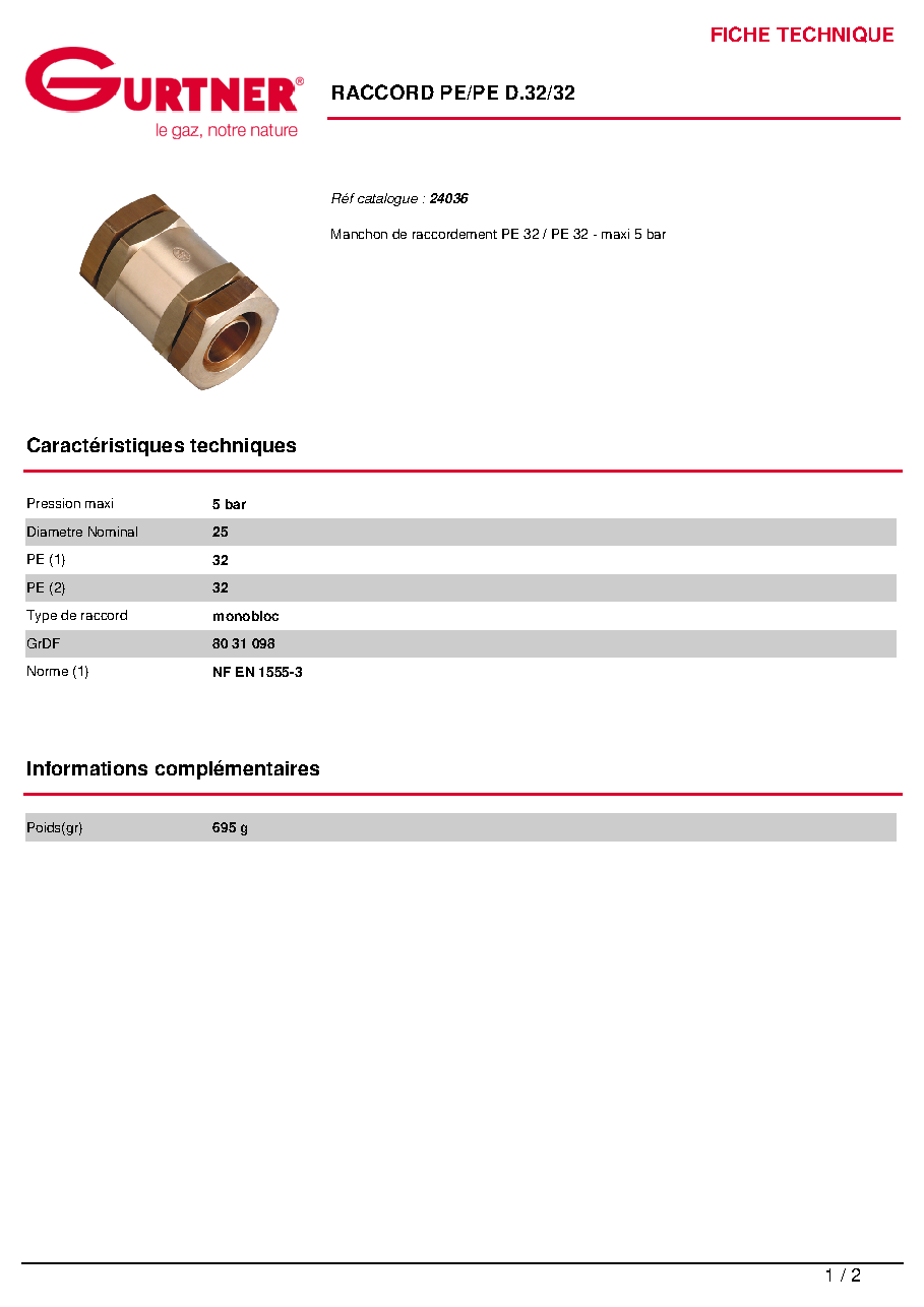 Fiche technique fournisseur