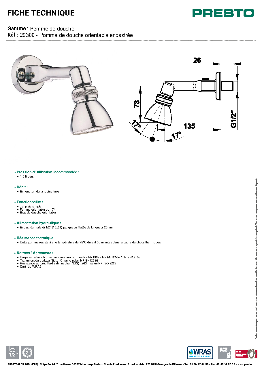 Fiche technique fournisseur