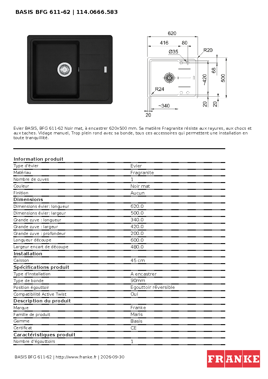 Fiche technique fournisseur