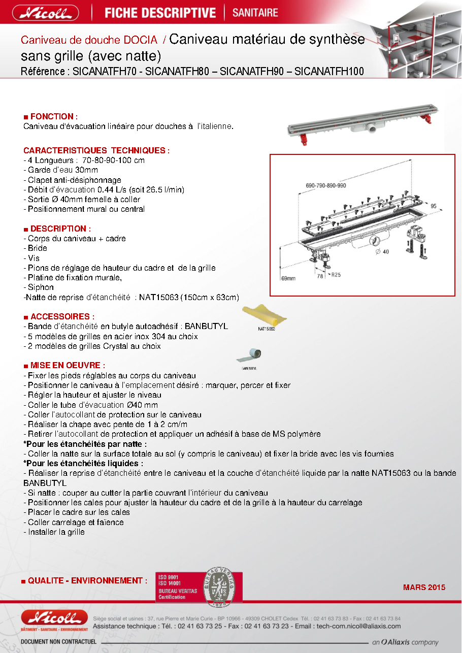 Fiche technique fournisseur