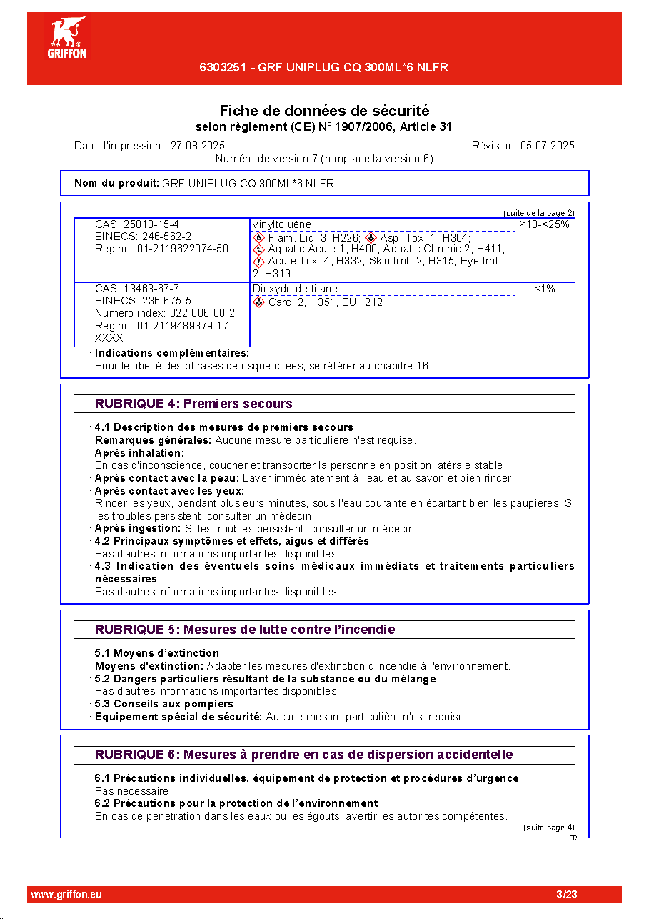Fiche technique fournisseur
