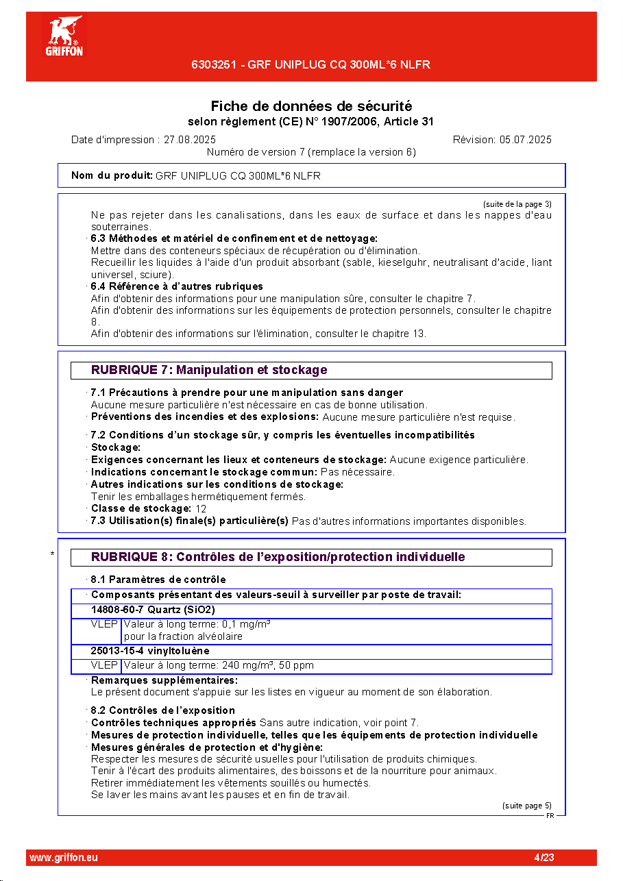 Fiche technique fournisseur