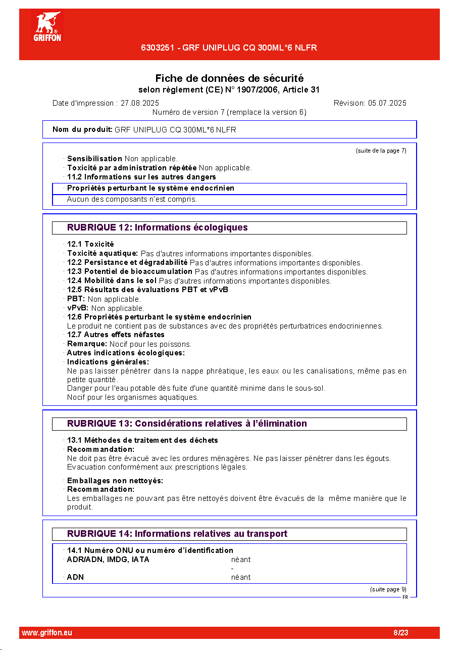 Fiche technique fournisseur