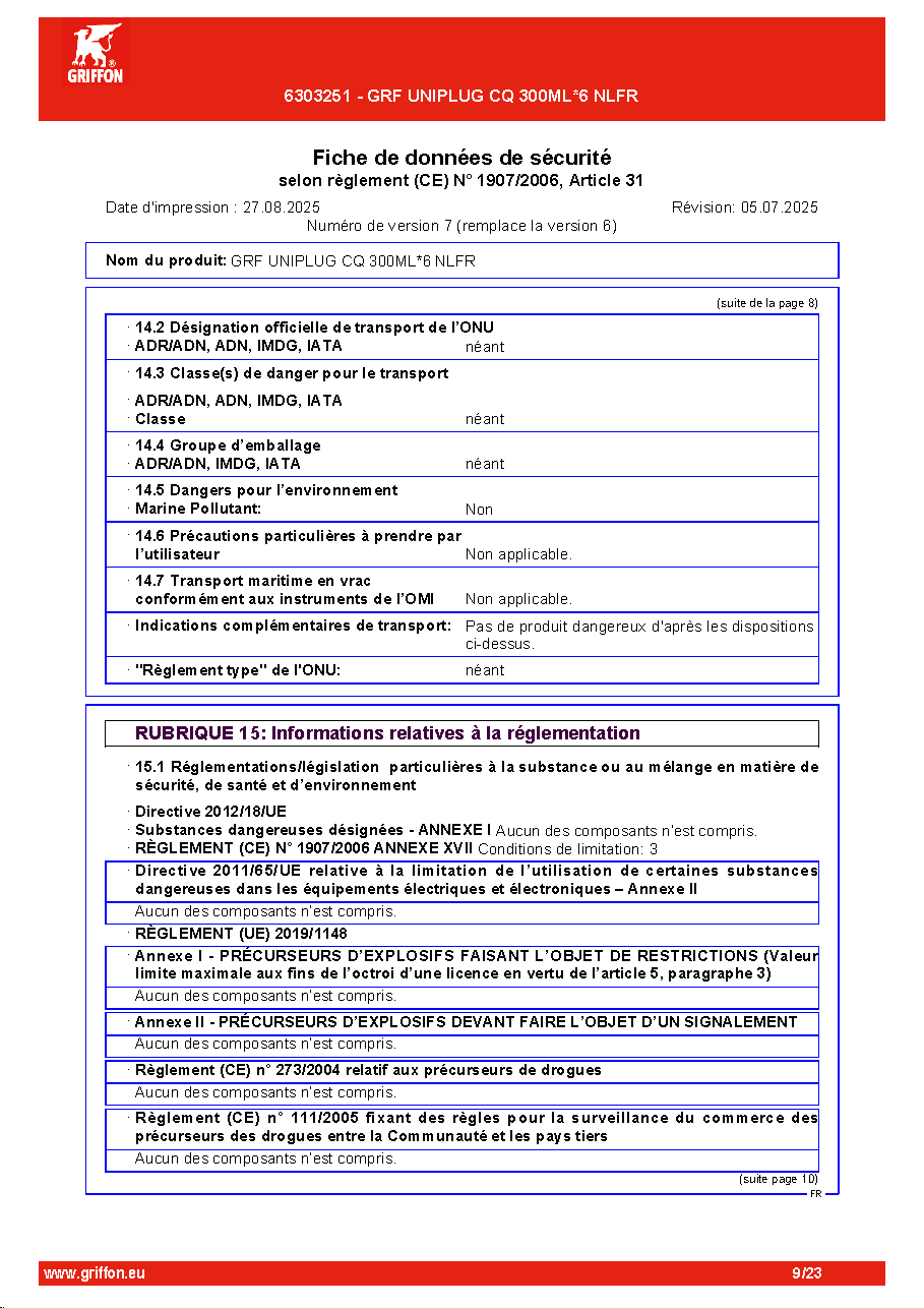 Fiche technique fournisseur