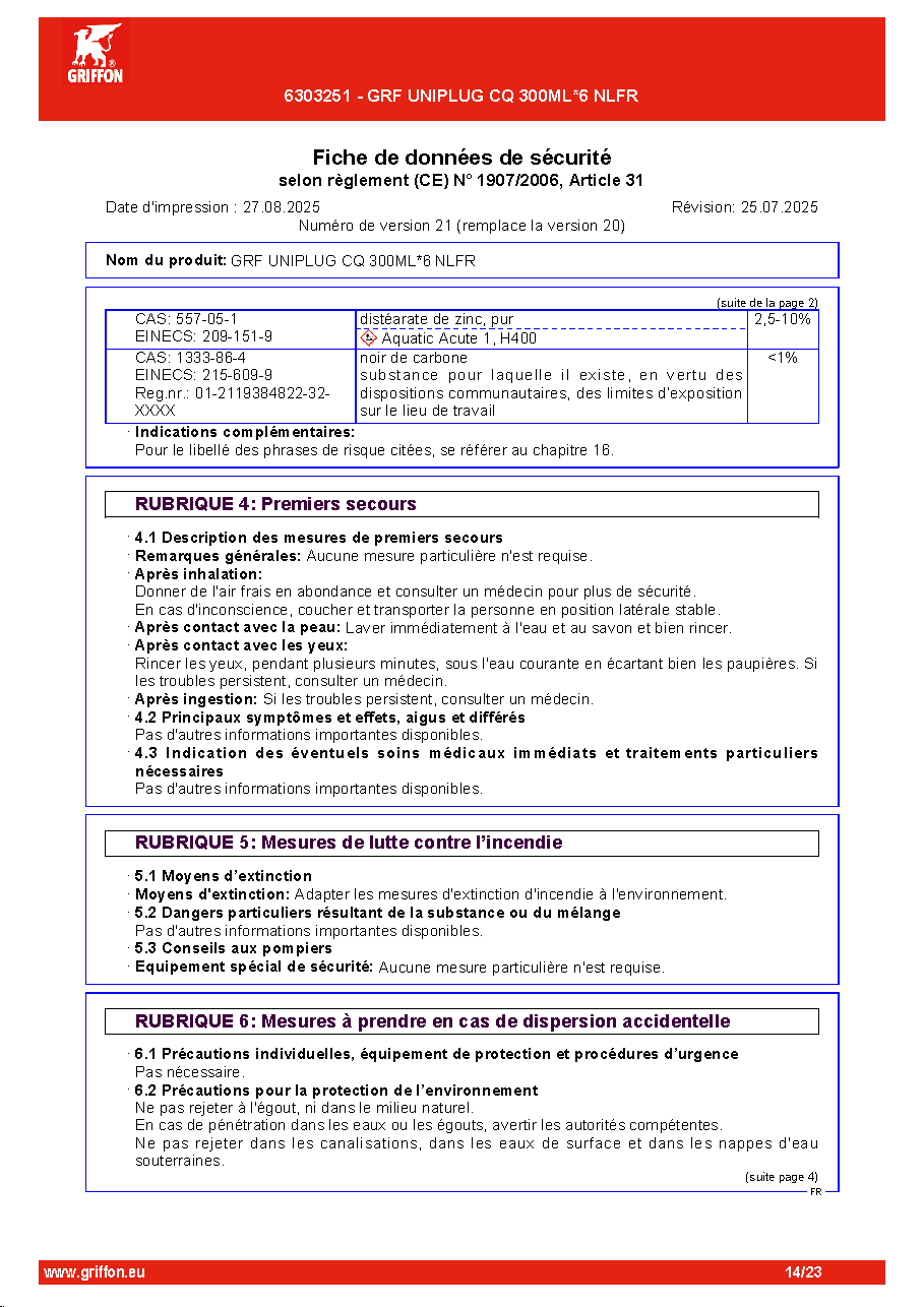 Fiche technique fournisseur