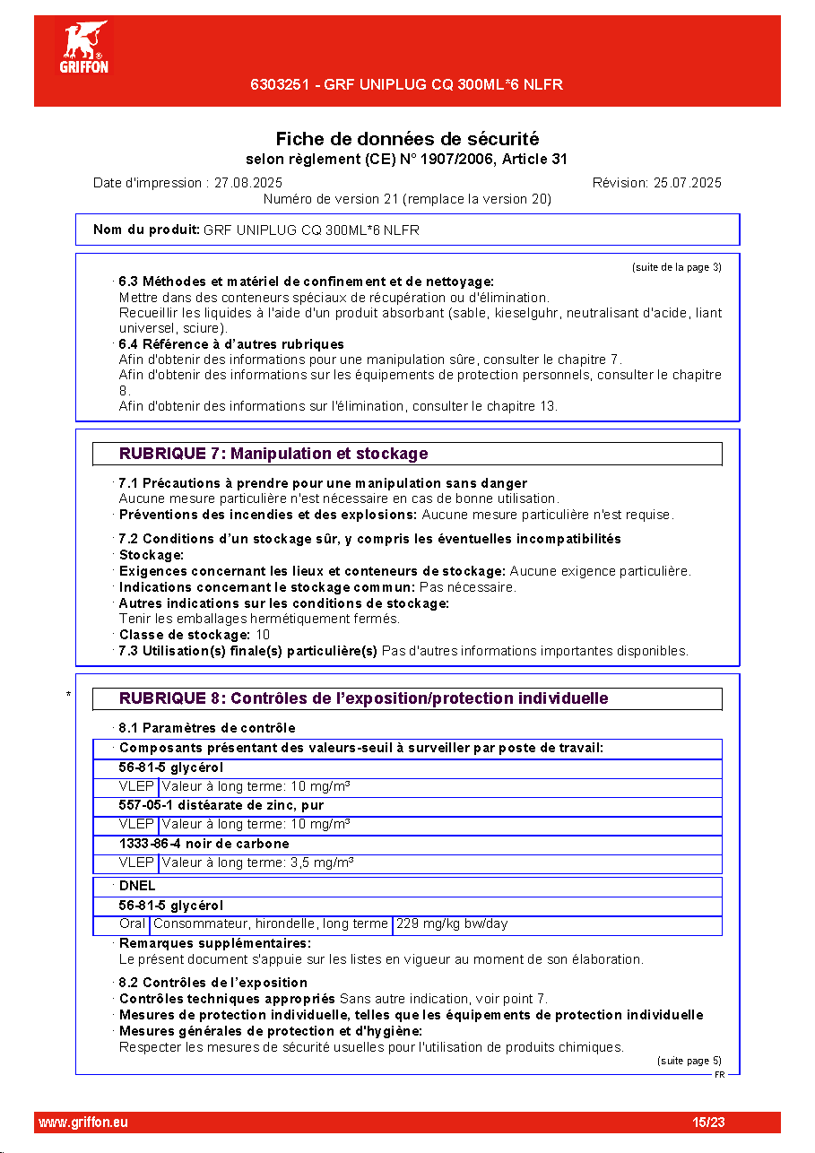 Fiche technique fournisseur