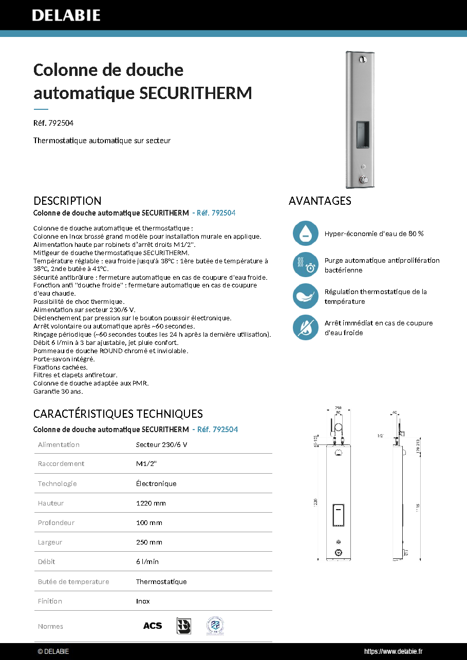 Fiche technique fournisseur