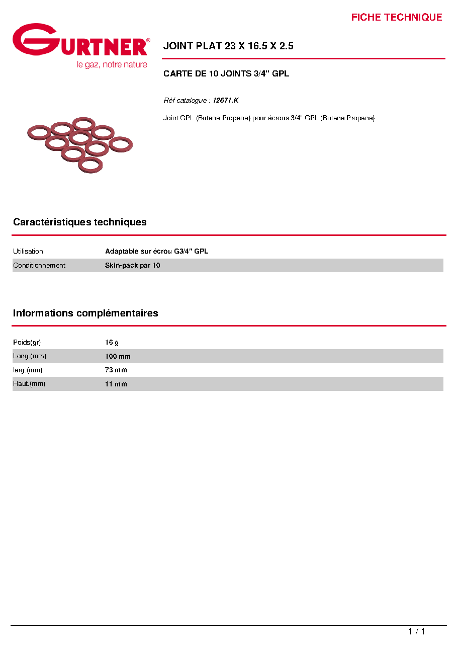 Fiche technique fournisseur