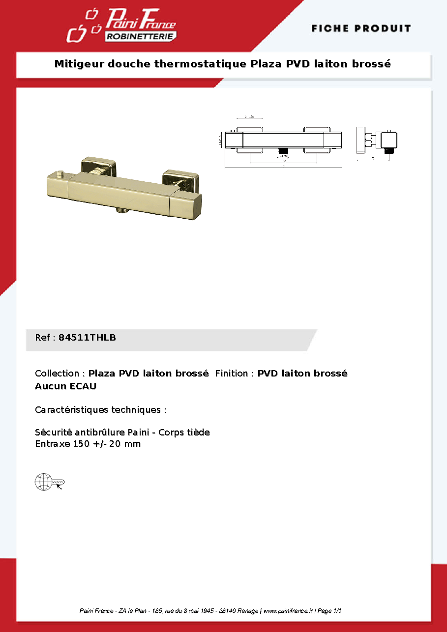 Fiche technique fournisseur