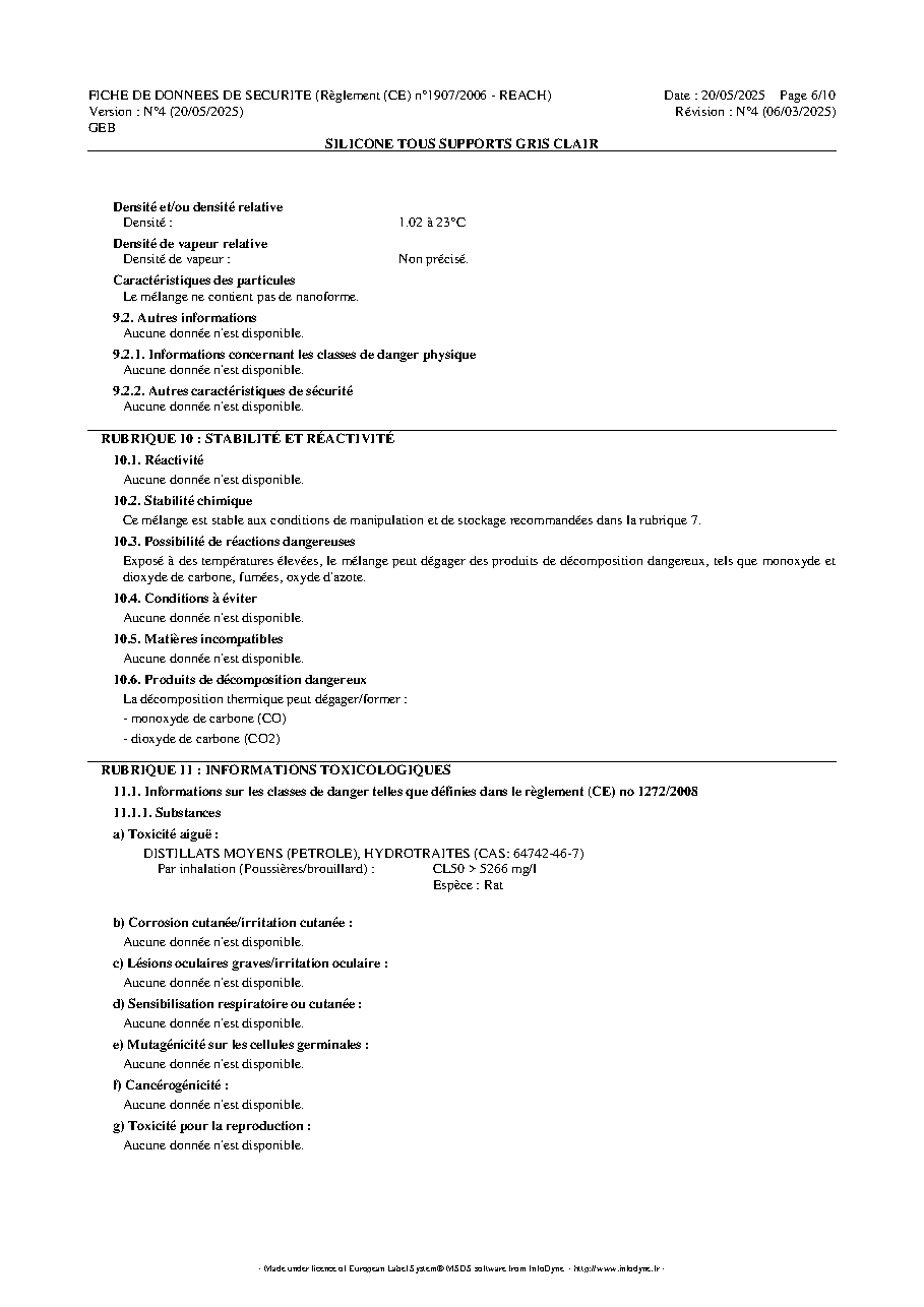 Fiche technique fournisseur
