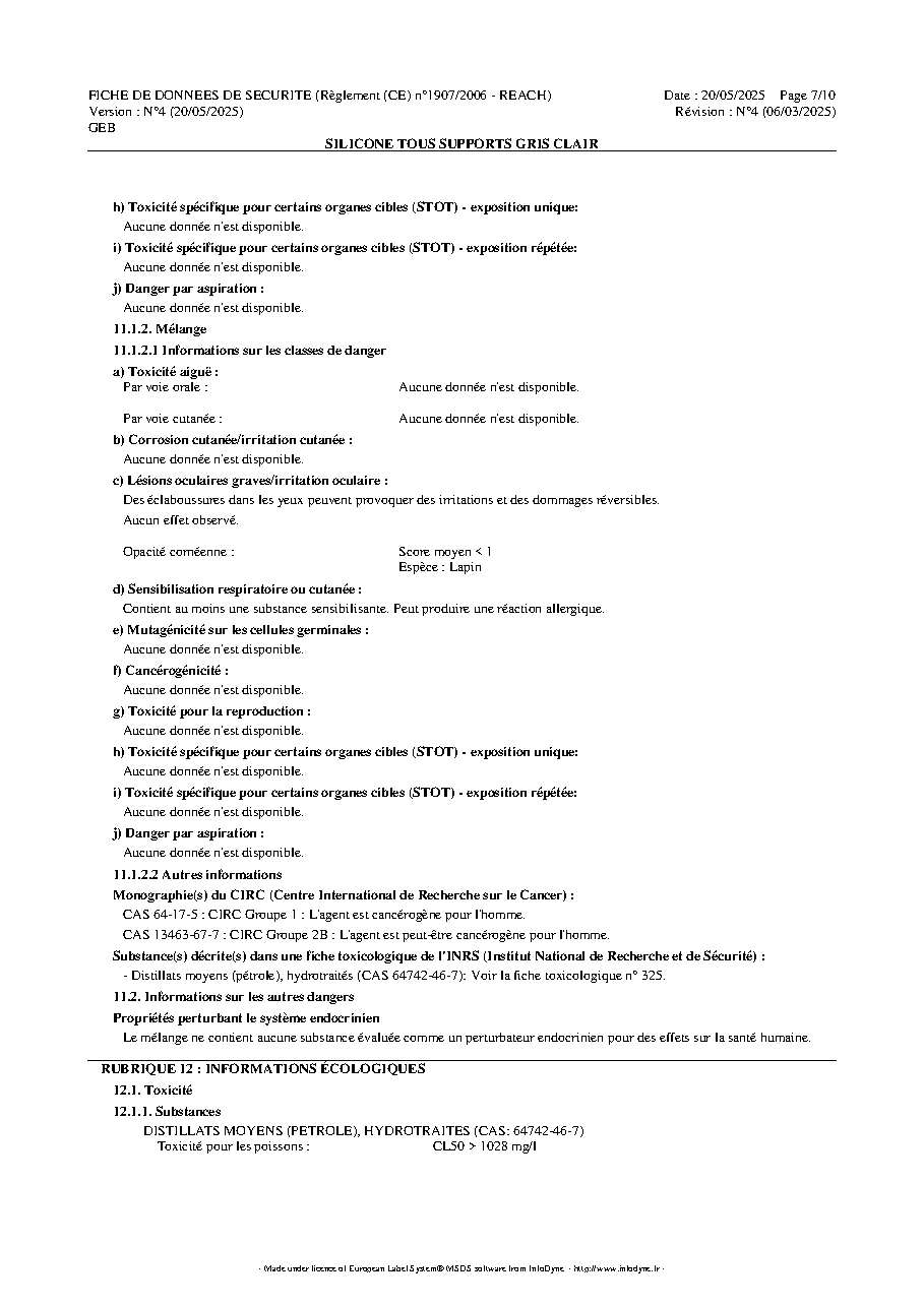 Fiche technique fournisseur