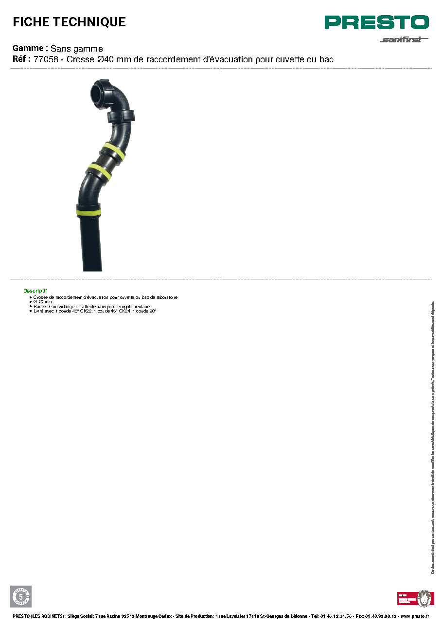 Fiche technique fournisseur