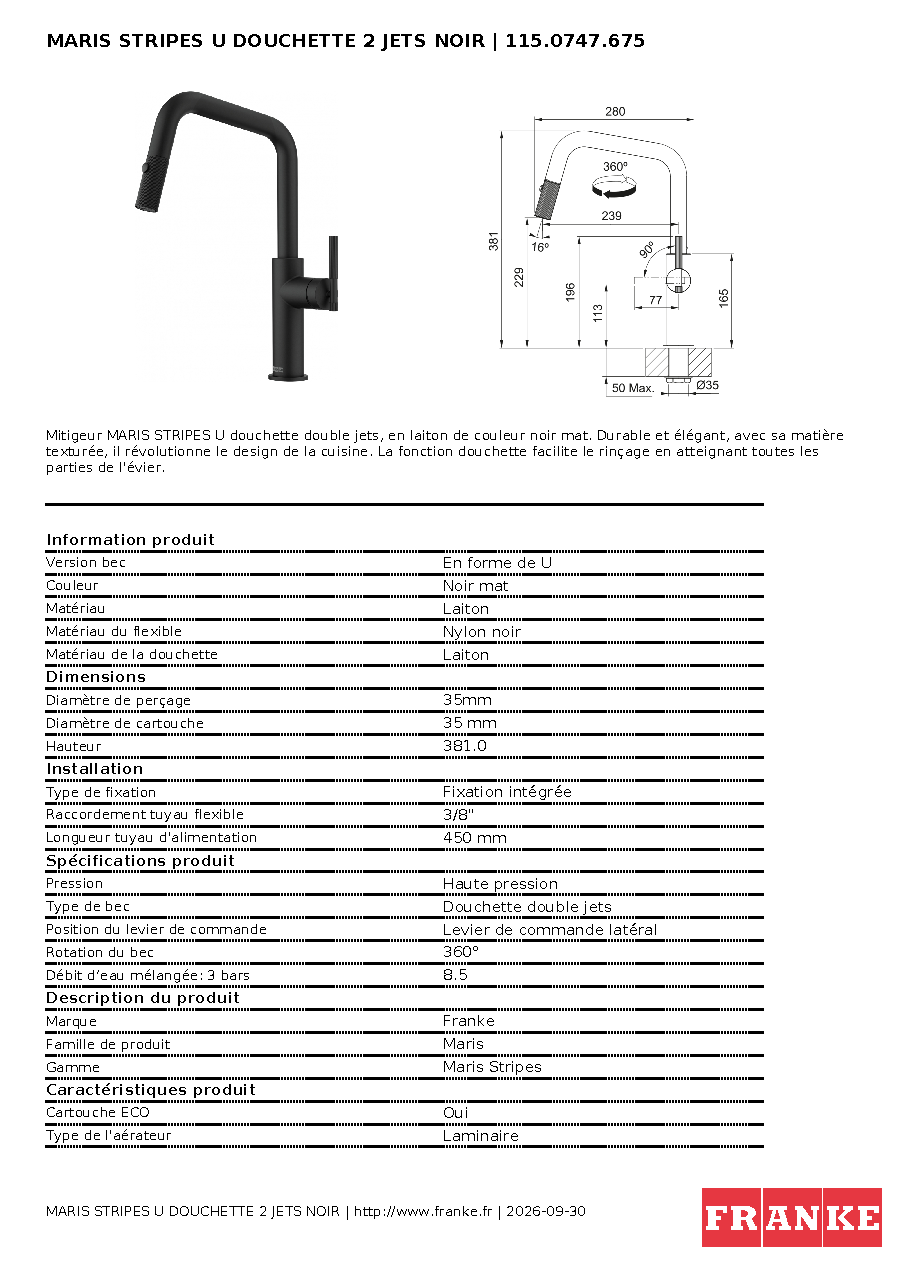 Fiche technique fournisseur