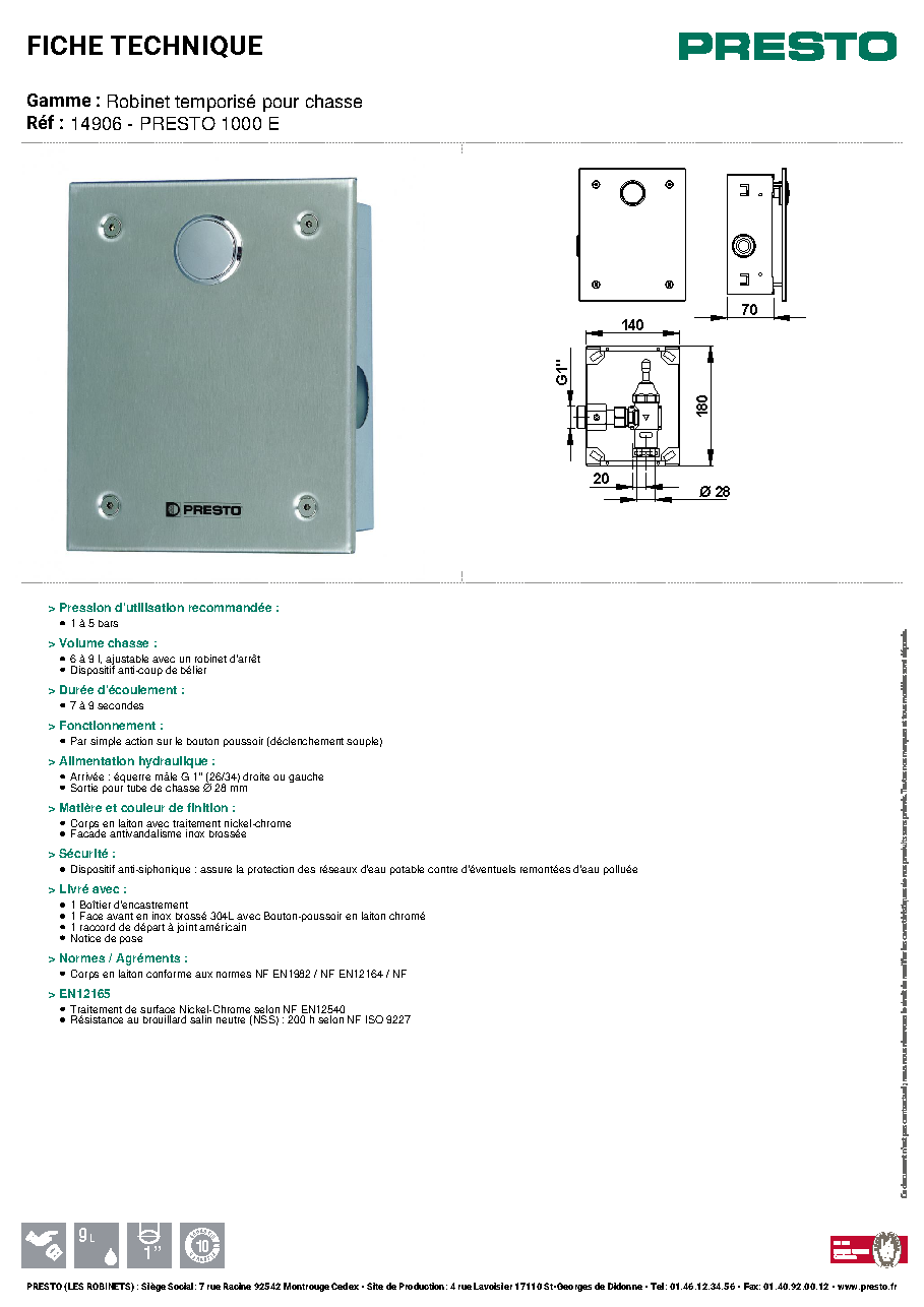 Fiche technique fournisseur