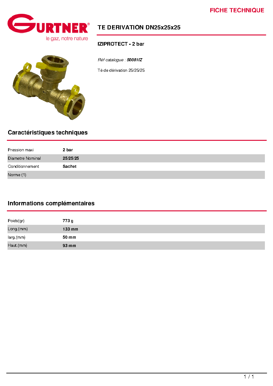 Fiche technique fournisseur