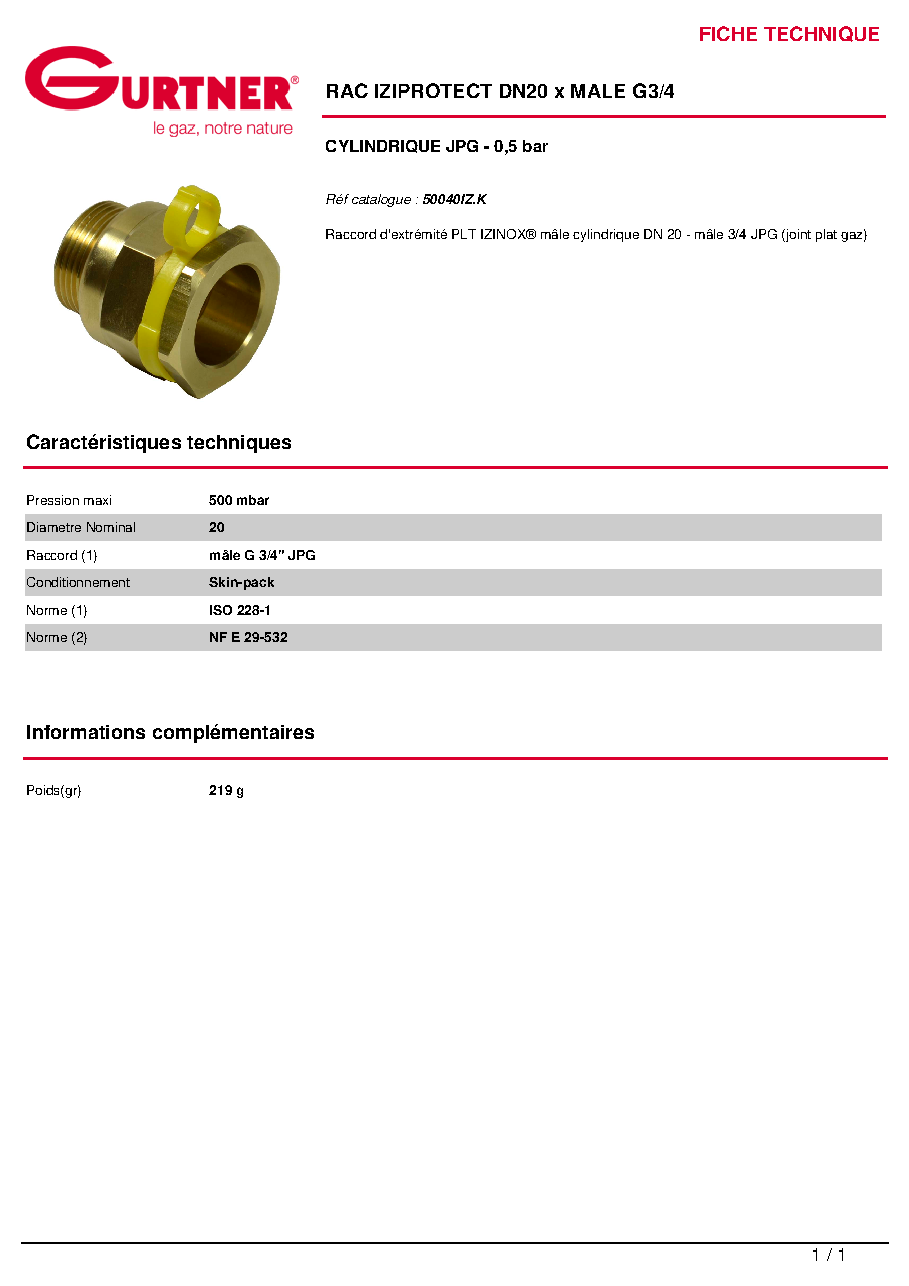 Fiche technique fournisseur