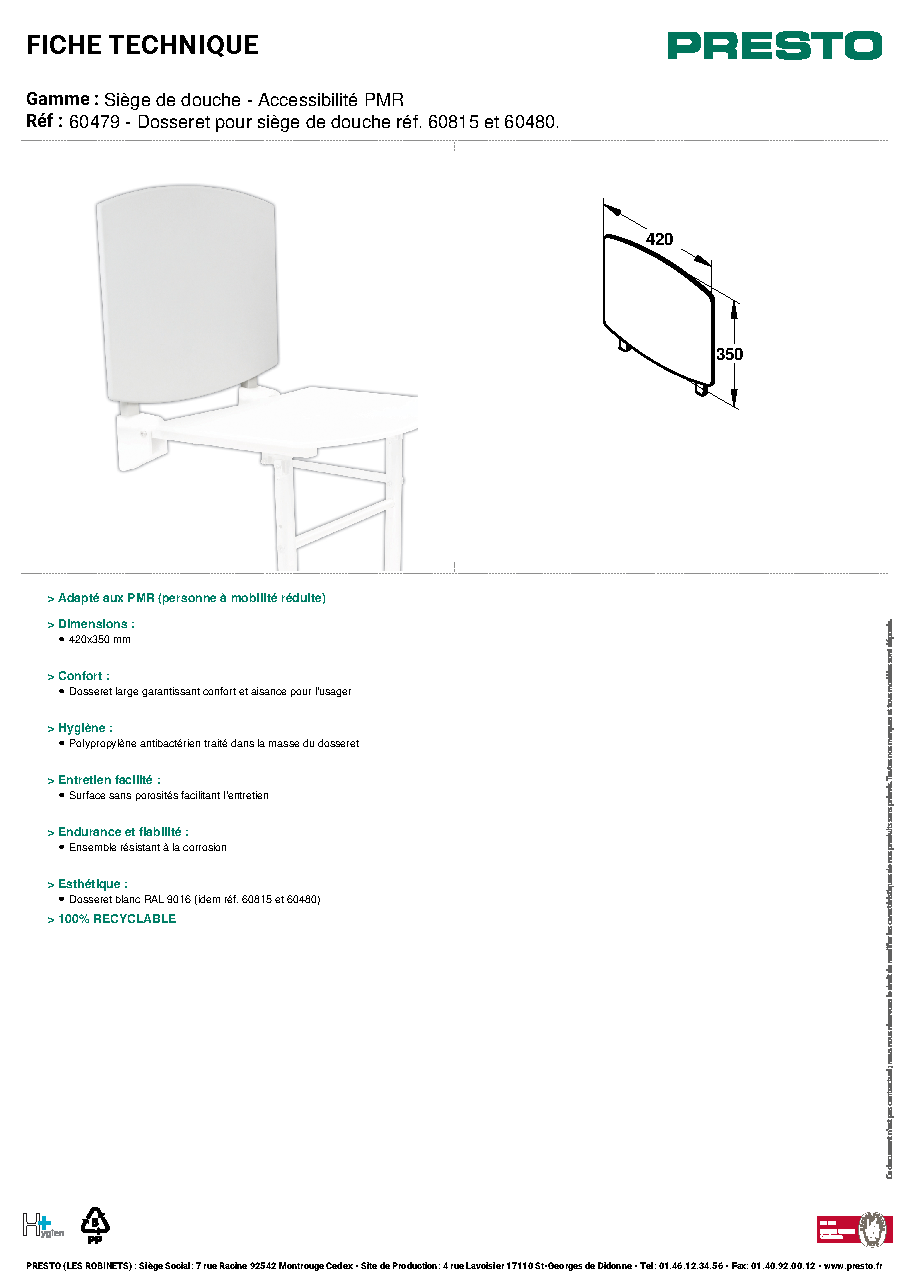 Fiche technique fournisseur