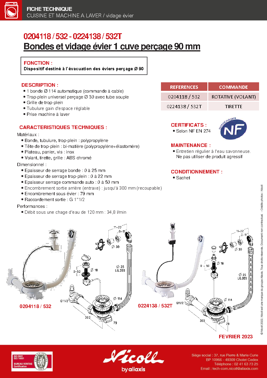 Fiche technique fournisseur