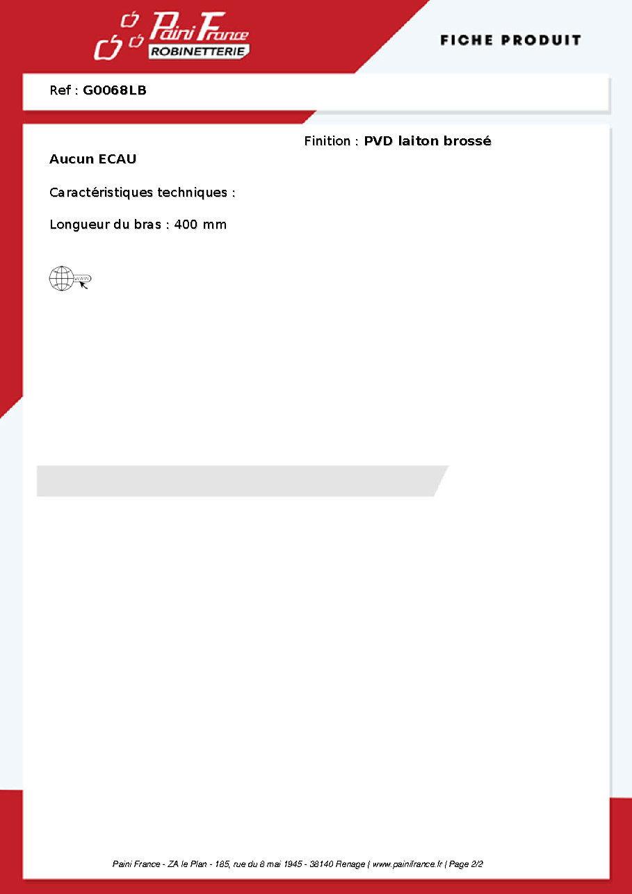 Fiche technique fournisseur