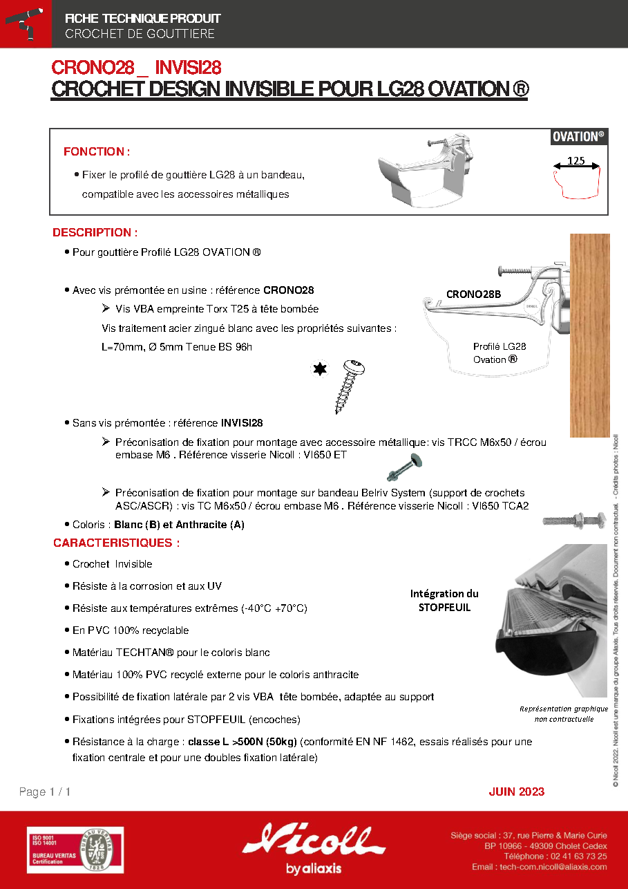 Fiche technique fournisseur