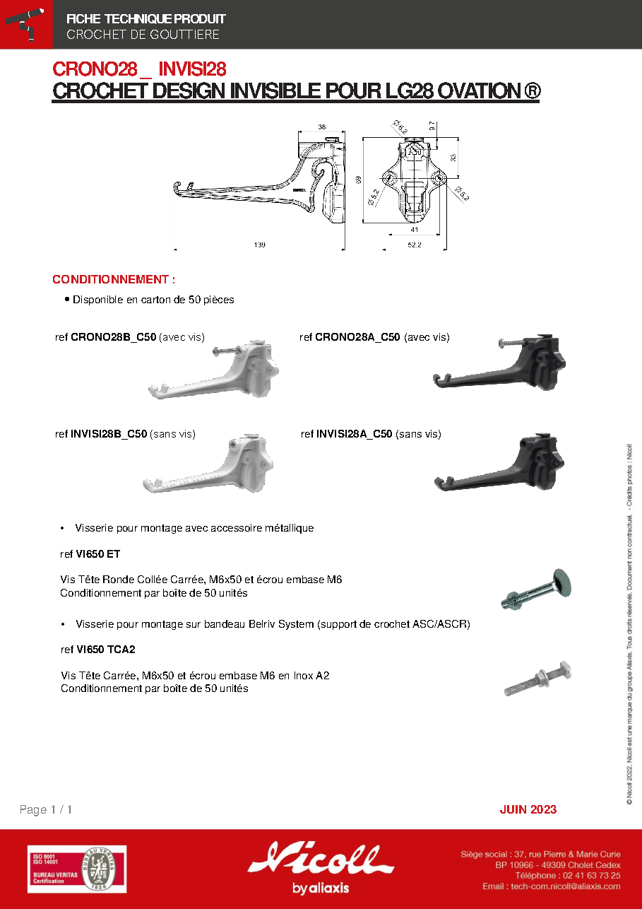 Fiche technique fournisseur