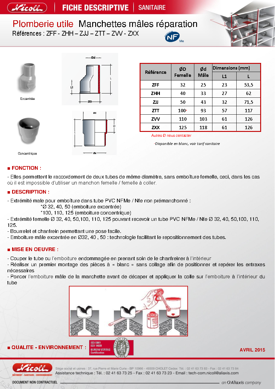 Fiche technique fournisseur