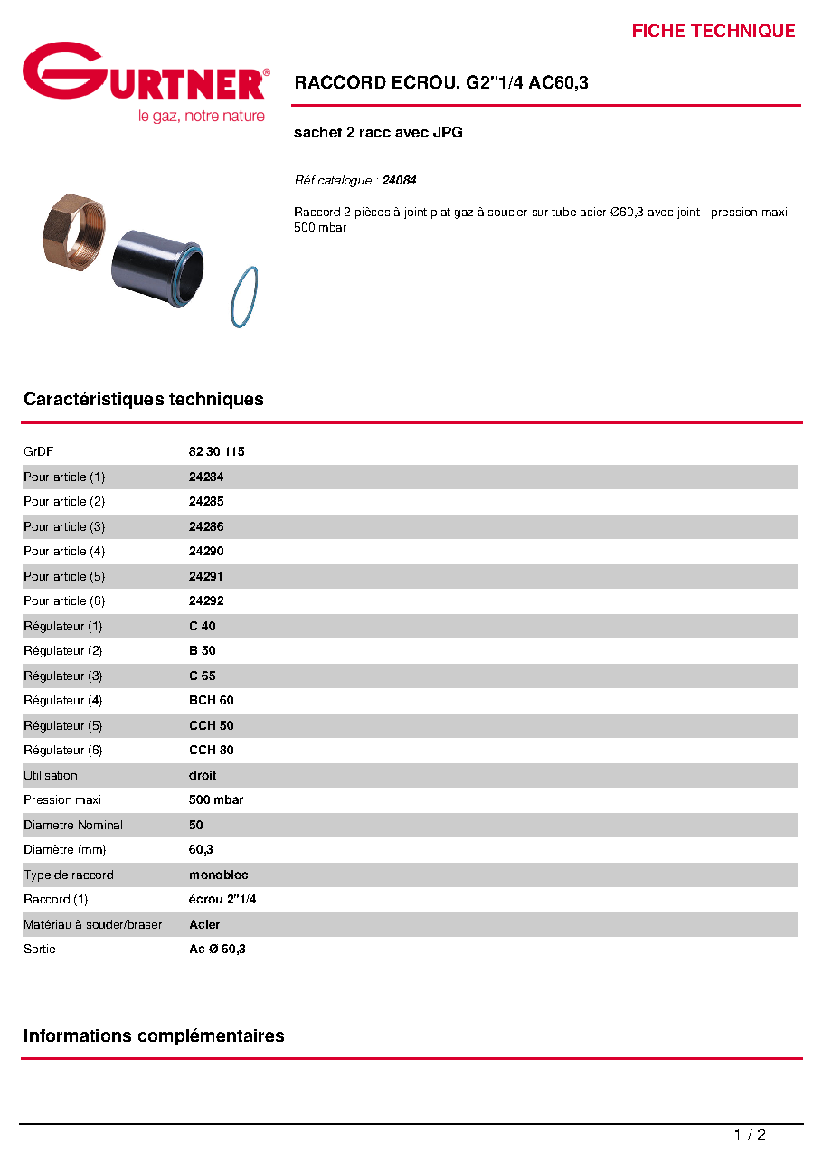 Fiche technique fournisseur