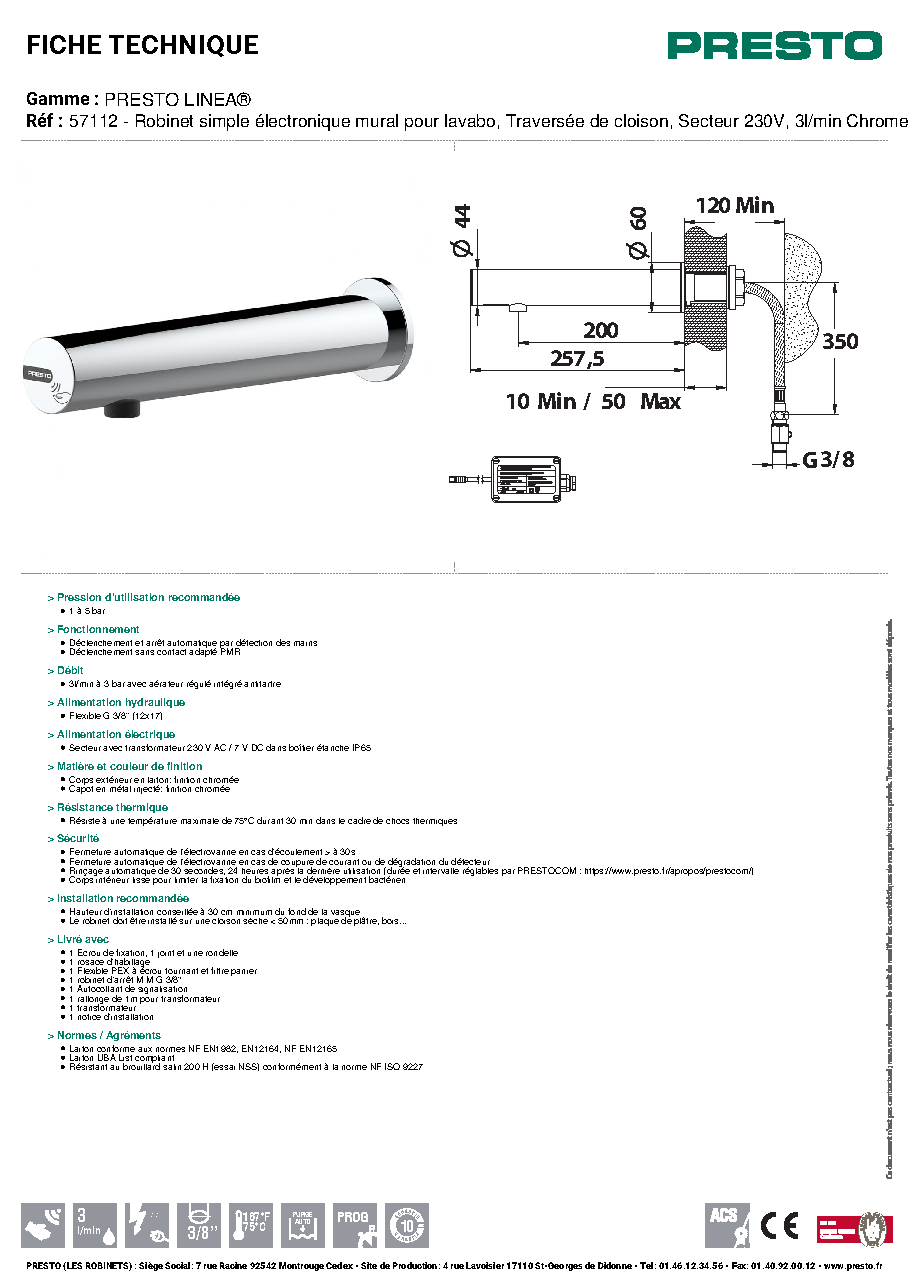 Fiche technique fournisseur