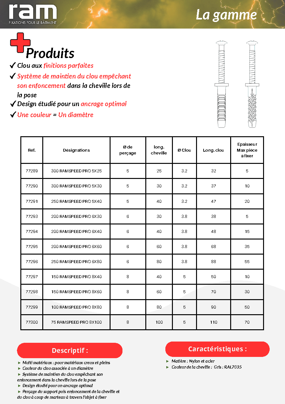 Fiche technique fournisseur