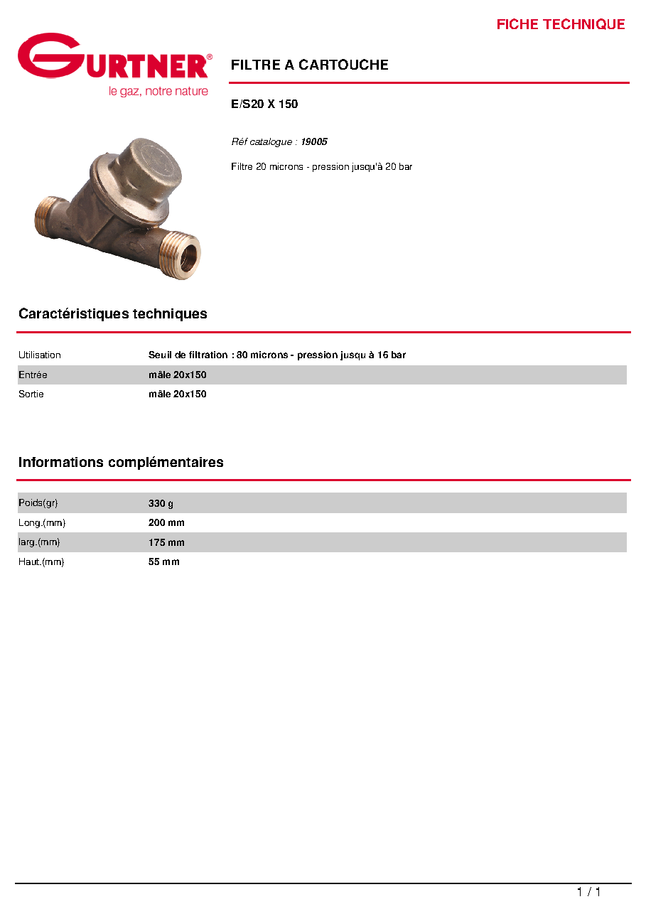 Fiche technique fournisseur